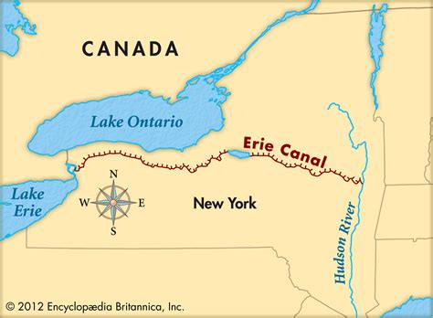 Location of the Erie Canal on Map