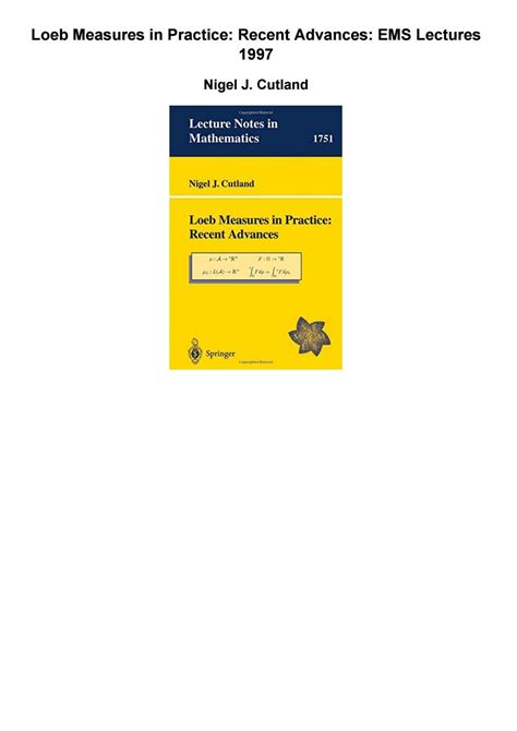 Loeb Measures in Practice: Recent Advances EMS Lectures 1997 Doc