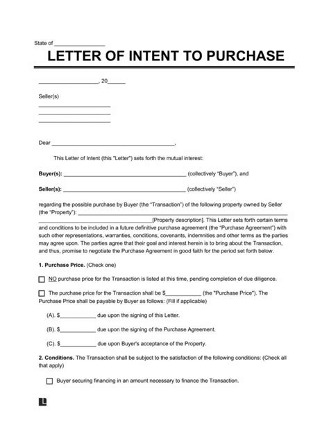 Loi Letter Template