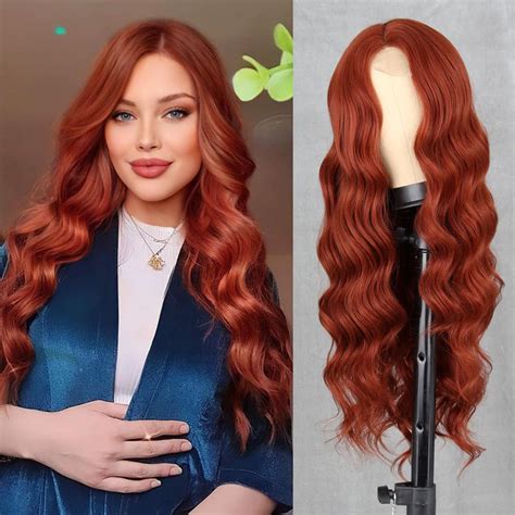 Long 45 Brown Wigs Lace Front Sleek Without Bangs VS Wavy Synthetic 2025 Long Wigs