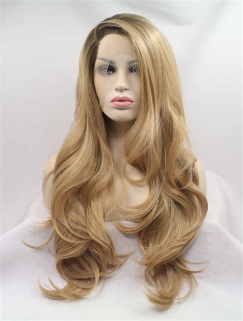 Long Blonde Layered 27" Lace Front Wavy Synthetic Wigs