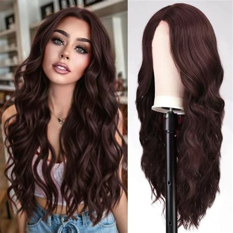 Long Brown Wigs Beautiful Synthetic Wavy Wigs Long Layers Wigs