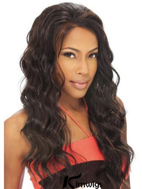 Long Brown Wigs Without Bangs Synthetic Wigs Wavy Lace Front Wigs