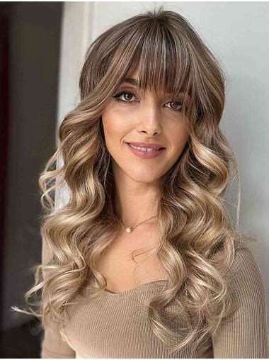 Long Curly Wigs Lace Front Amazing With Bangs Wig Synthetic Long Blonde Wigs