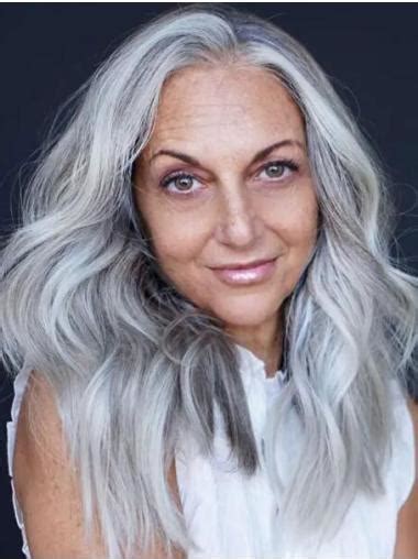 Long Grey Wig Wavy Lace Front Long Synthetic Fall Gray Wigs