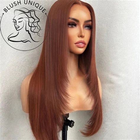 Long Hair Wigs For Women Copper Lace Front Layered Long Synthetic Wigs