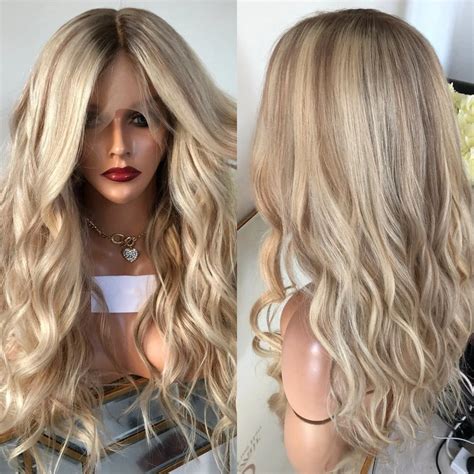 Long Layered Wigs Blonde Human Hair Lace Wig Wavy Wigs Long Hair