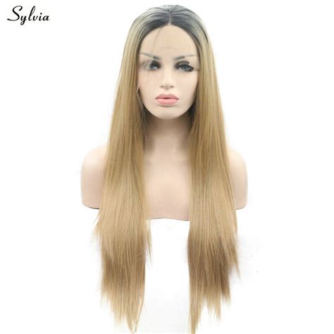 Long Straight Wigs Synthetic Lace with Bangs vs Blonde Wigs