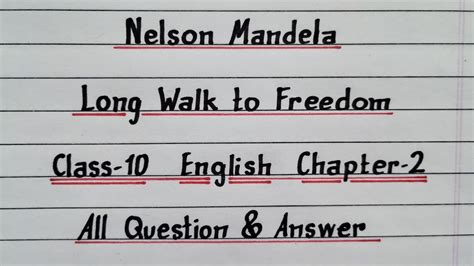 Long Walk To Freedom Study Questions Answers PDF