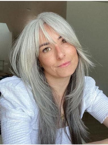 Long Wavy Grey 18" Lace Front Wigs Women