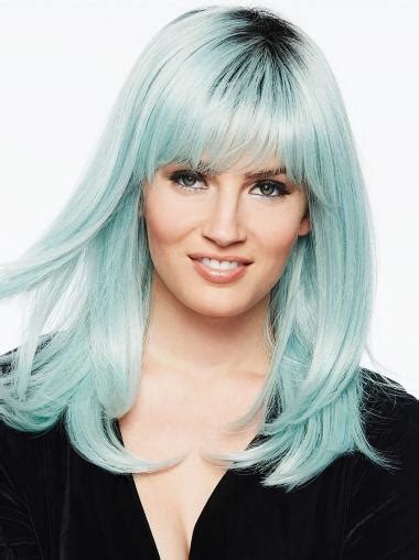 Long White With Bangs Nice Synthetic Wigs