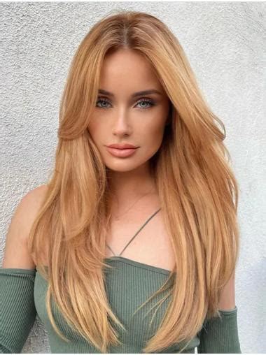 Long Wig Without Bangs Straight Lace Wig Synthetic Blonde Layered Wigs