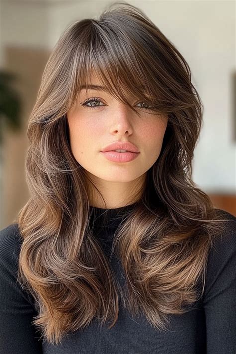 Long layers with side bangs