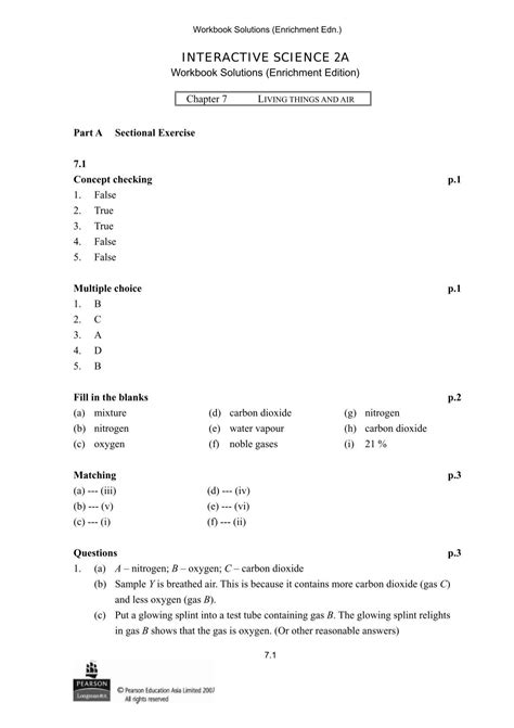 Longman Interactive Science Workbook 2a Answer Reader