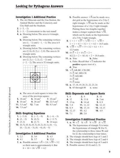 Looking For Pythagoras Ace Answers Investigation 4 Reader