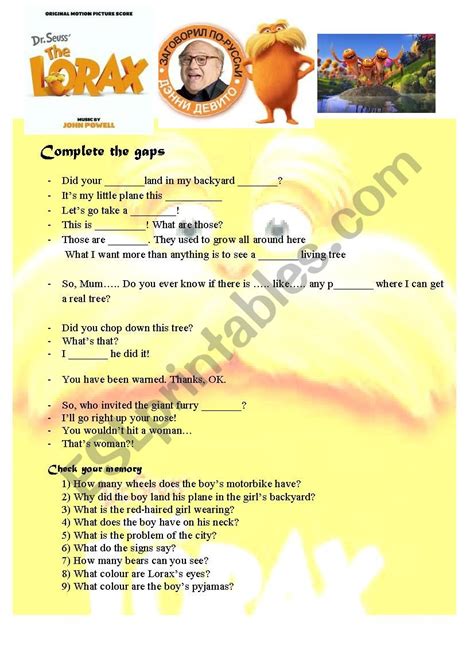 Lorax Video Answers PDF