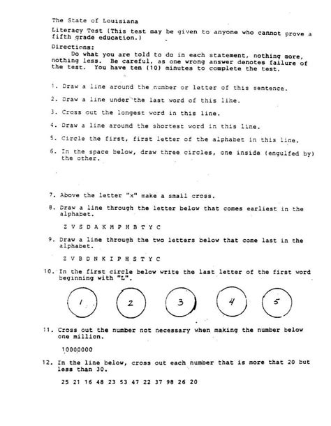 Louisiana Literacy Test 1965 Answer Key Reader