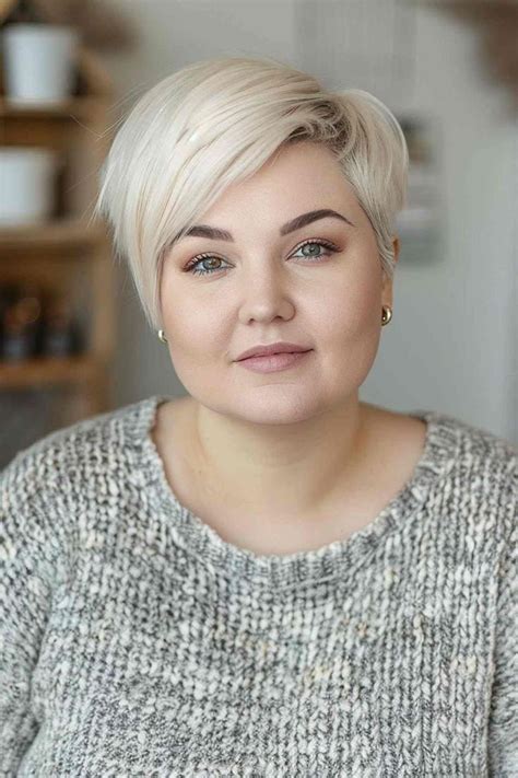 Low Maintenance 54 Round Face Pixie Cut for Plus Size