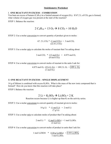 Lths Chemistry Regular Mixed Stoichiometry Answers Doc