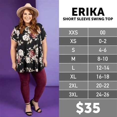 Lularoe Erika Size Chart