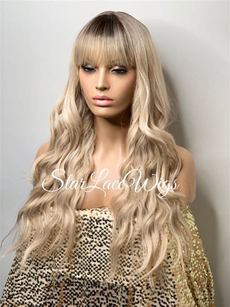 Luminous 2025: Light Blonde with Light Brown Roots Synthetic Wig for Natural Beauty