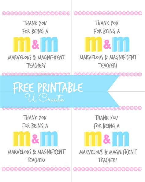 M M Teacher Appreciation Free Printable