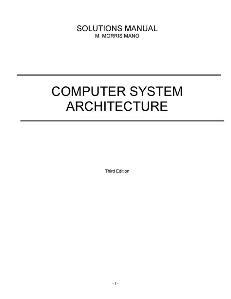 M Morris Mano Computer System Architecture Solution Manual PDF