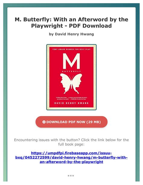 M. Butterfly: With an Afterword by the Playwright Ebook Doc