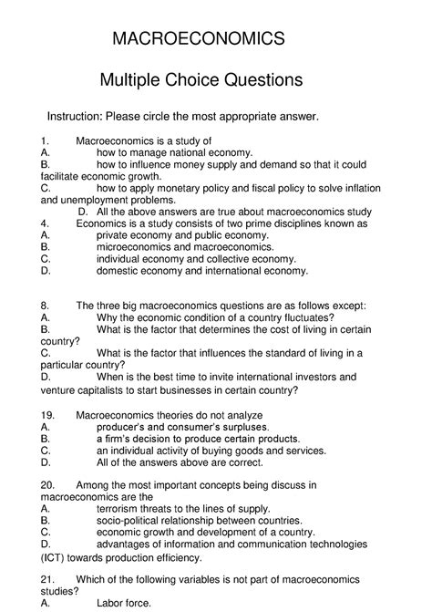 MACROECONOMICS 2010 MULTIPLE CHOICE Ebook Ebook Reader