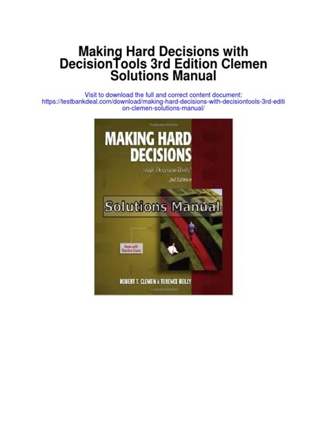 MAKING HARD DECISIONS WITH DECISIONTOOLS SOLUTION MANUAL Ebook PDF