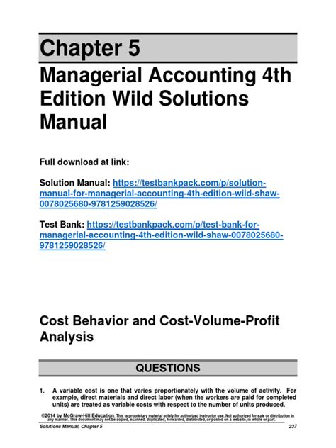 MANAGERIAL ACCOUNTING 4TH EDITION SOLUTIONS MANUAL Ebook Doc