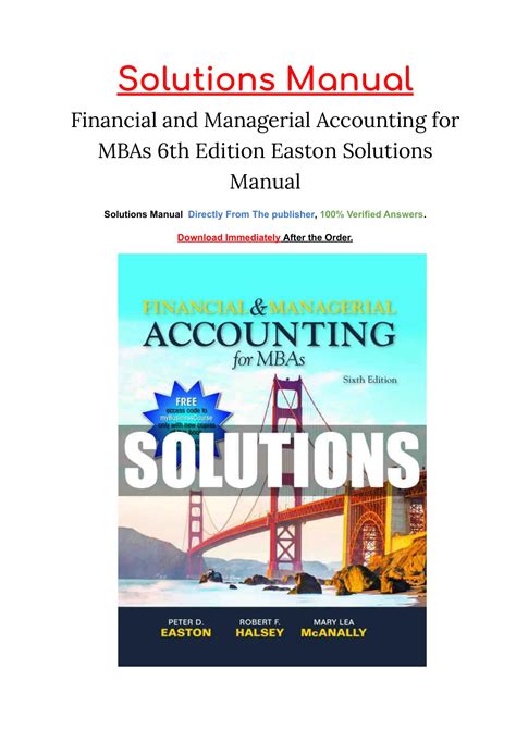 MANAGERIAL ACCOUNTING FOR MBAS SOLUTIONS EASTON Ebook Epub