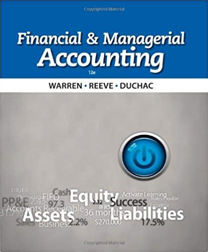 MANAGERIAL ACCOUNTING WARREN REEVE DUCHAC 12E SOLUTIONS Ebook Epub