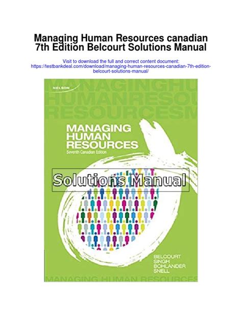 MANAGING HUMAN RESOURCES 7TH EDITION BELCOURT PDF Epub