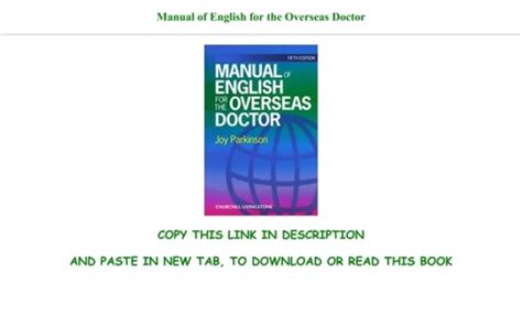 MANUAL OF ENGLISH FOR THE OVERSEAS DOCTOR Ebook Reader