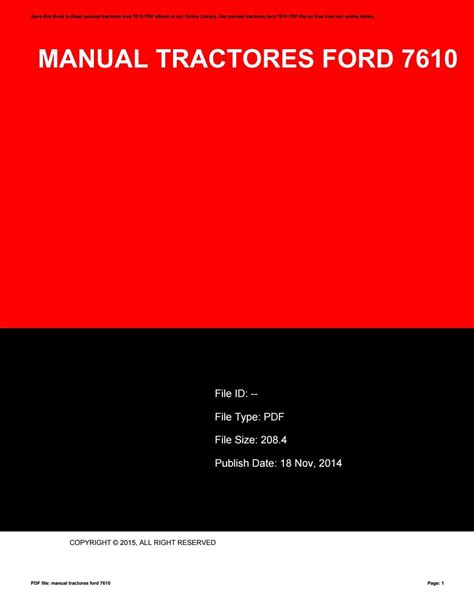 MANUAL TRACTORES FORD 7610 Ebook Doc