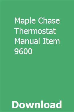 MAPLE CHASE THERMOSTAT INSTRUCTION MANUAL Ebook Epub