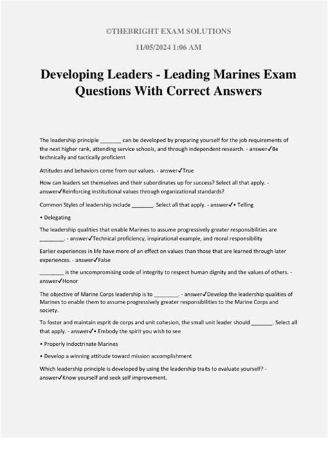 MARINENET LEADING MARINES TEST ANSWERS Ebook Kindle Editon