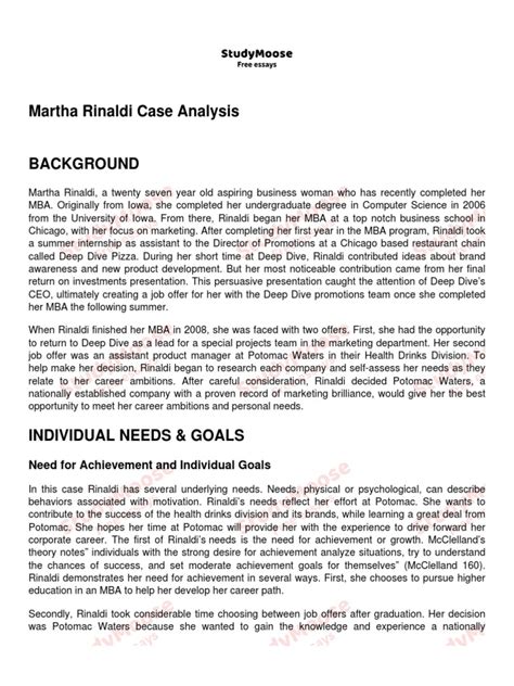 MARTHA RINALDI CASE ANALYSIS Ebook Doc