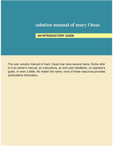 MARY BOAS SOLUTION MANUAL Ebook Epub