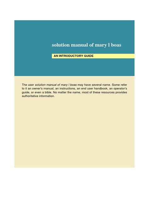 MARY BOAS SOLUTION MANUAL Ebook Epub