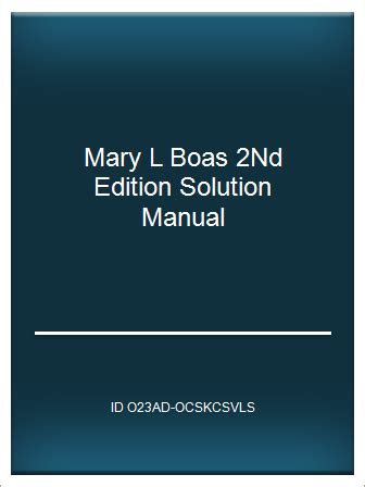 MARY L BOAS SOLUTION MANUAL Ebook Kindle Editon