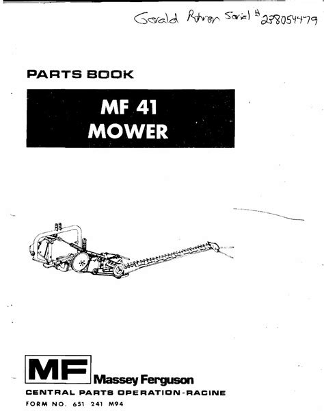 MASSEY FERGUSON 41 SICKLE BAR MOWER MANUAL Ebook Epub