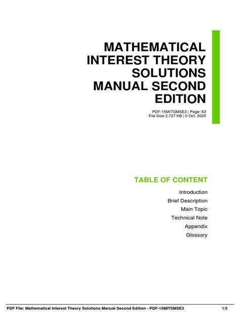 MATHEMATICAL INTEREST THEORY SOLUTIONS MANUAL SECOND EDITION Ebook Doc