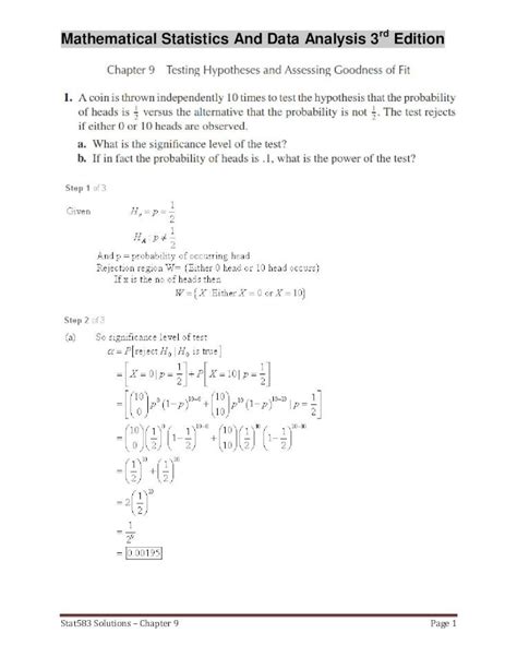 MATHEMATICAL STATISTICS AND DATA ANALYSIS 3RD EDITION SOLUTIONS MANUAL PDF Ebook Epub