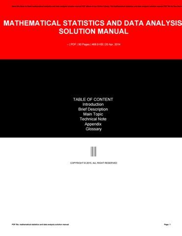 MATHEMATICAL STATISTICS AND DATA ANALYSIS SOLUTION MANUAL Ebook PDF