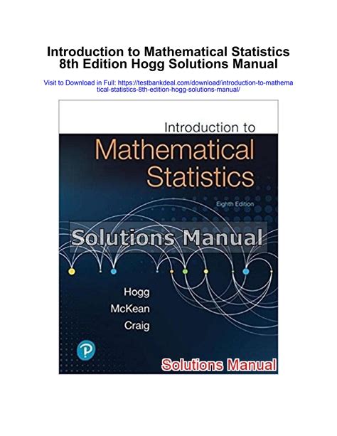 MATHEMATICAL STATISTICS TANIS HOGG SOLUTIONS MANUAL Ebook Epub