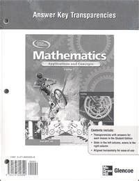 MATHEMATICS APPLICATIONS AND CONCEPTS COURSE 1 ANSWER KEY Ebook Kindle Editon