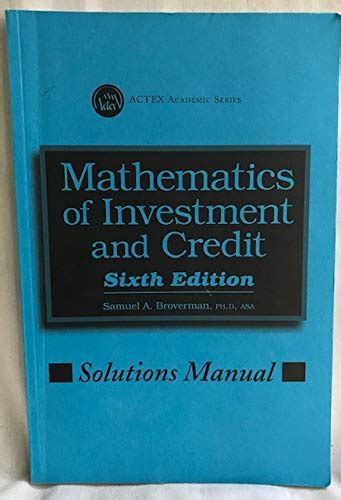 MATHEMATICS OF INVESTMENT AND CREDIT SOLUTIONS MANUAL DOWNLOAD Ebook Kindle Editon