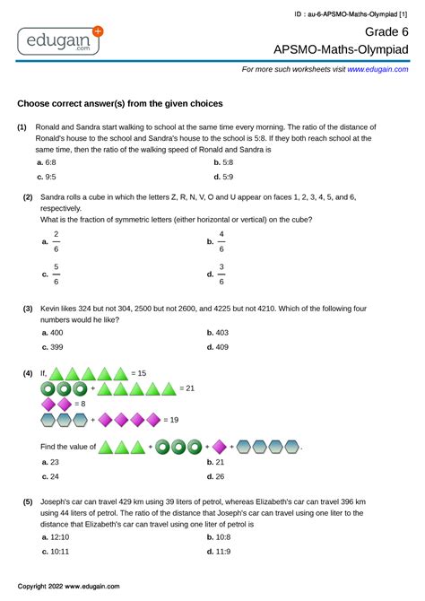 MATHS OLYMPIAD GRADE 6 PAST PAPERS Ebook PDF